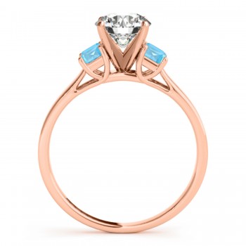 Trio Emerald Cut Blue Topaz Engagement Ring 14k Rose Gold (0.30ct)