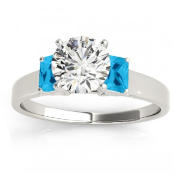 Trio Emerald Cut Blue Topaz Engagement Ring 14k White Gold (0.30ct)