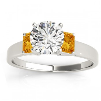 Trio Emerald Cut Citrine Engagement Ring Platinum (0.30ct)