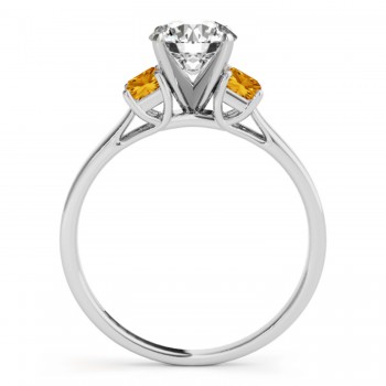 Trio Emerald Cut Citrine Engagement Ring Platinum (0.30ct)