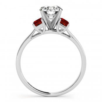 Trio Emerald Cut Garnet Engagement Ring Platinum (0.30ct)