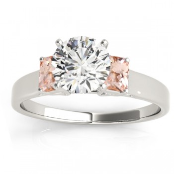 Trio Emerald Cut Morganite Engagement Ring Platinum (0.30ct)