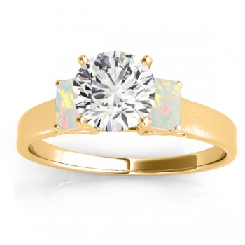 Trio Emerald Cut Opal Engagement Ring 14k Yellow Gold (0.30ct)