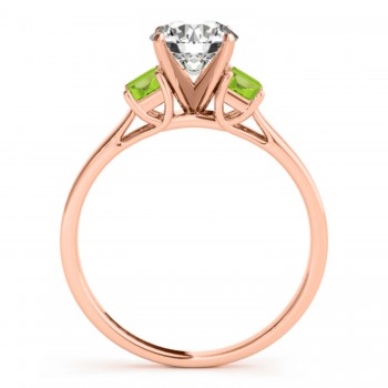 Trio Emerald Cut Peridot Engagement Ring 14k Rose Gold (0.30ct)