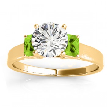 Trio Emerald Cut Peridot Engagement Ring 14k Yellow Gold (0.30ct)