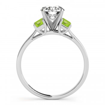 Trio Emerald Cut Peridot Engagement Ring 18k White Gold (0.30ct)