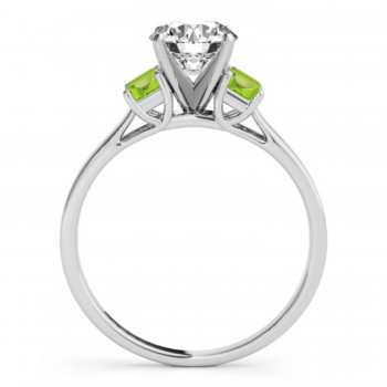 Trio Emerald Cut Peridot Engagement Ring Platinum (0.30ct)