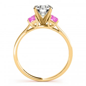 Trio Emerald Cut Pink Sapphire Engagement Ring 14k Yellow Gold (0.30ct)