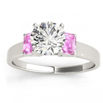 Trio Emerald Cut Pink Sapphire Engagement Ring Platinum (0.30ct)
