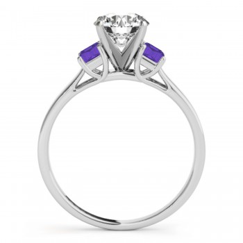 Trio Emerald Cut Tanzanite Engagement Ring Platinum (0.30ct)