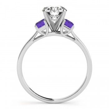 Trio Emerald Cut Tanzanite Engagement Ring Platinum (0.30ct)