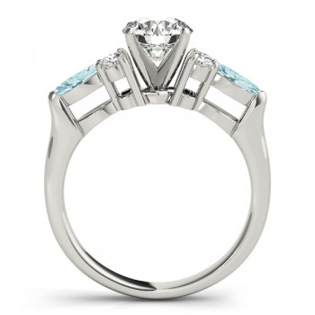 Aquamarine Marquise Accented Engagement Ring 14k White Gold .66ct