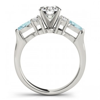 Aquamarine Marquise Accented Engagement Ring Platinum .66ct