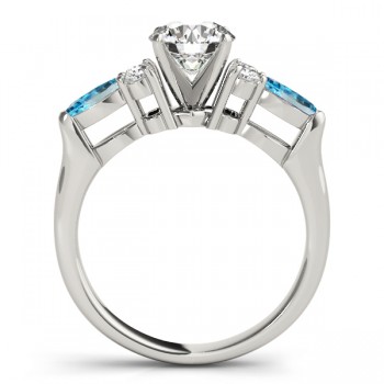 Blue Topaz Marquise Accented Engagement Ring 14k White Gold .66ct