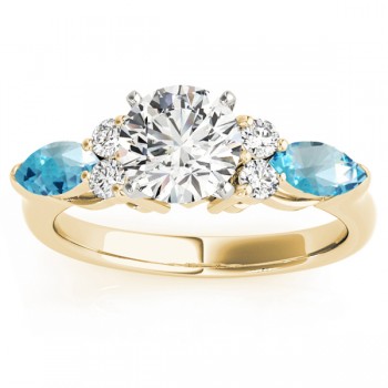 Blue Topaz Marquise Accented Engagement Ring 14k Yellow Gold .66ct