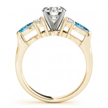 Blue Topaz Marquise Accented Engagement Ring 14k Yellow Gold .66ct