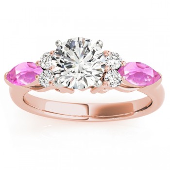 Pink Sapphire Marquise Accented Engagement Ring 14k Rose Gold .66ct