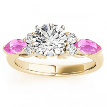 Pink Sapphire Marquise Accented Engagement Ring 14k Yellow Gold .66ct