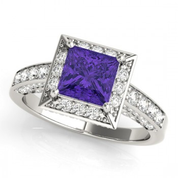 Princess Tanzanite & Diamond Engagement Ring Platinum (2.25ct)