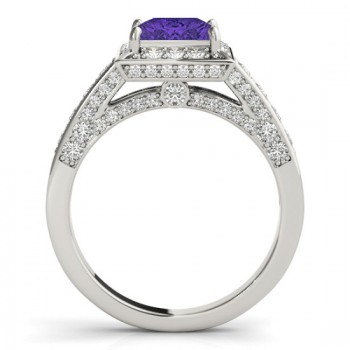 Princess Tanzanite & Diamond Engagement Ring Platinum (2.25ct)