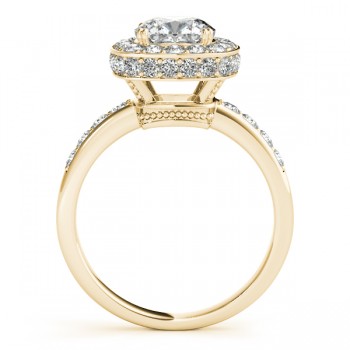 Cushion Cut Halo Diamond Engagement Ring 14k Yellow Gold (1.34ct)