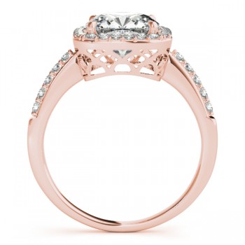 Cushion Cut Diamond Halo Engagement Ring 14k Rose Gold (1.00ct)