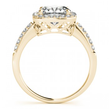 Cushion Cut Diamond Halo Engagement Ring 14k Yellow Gold (1.00ct)