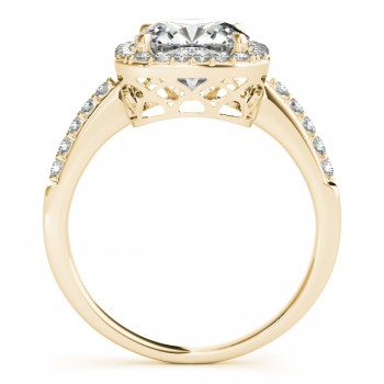 Cushion Cut Diamond Halo Engagement Ring 18k Yellow Gold (1.00ct)