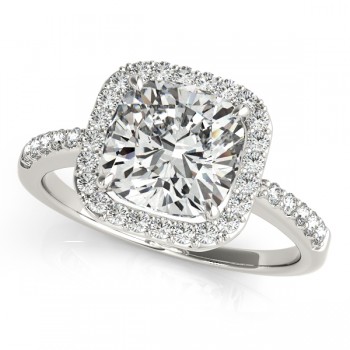 Cushion Cut Diamond Halo Engagement Ring Platinum (1.00ct)