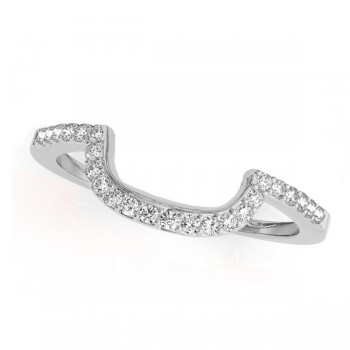 Diamond Semi Eternity Contoured Wedding Band 14k White Gold (0.17ct)