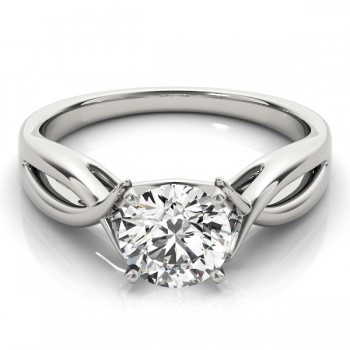 Solitaire Bypass Twisted Engagement Ring Setting 14k White Gold