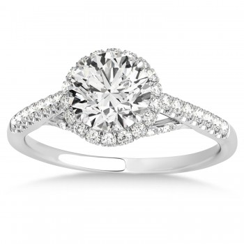 Lab Grown Diamond Hidden Halo Engagement Ring 14k White Gold (0.38ct)