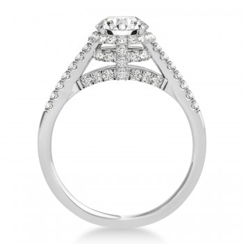 Lab Grown Diamond Hidden Halo Engagement Ring 14k White Gold (0.38ct)