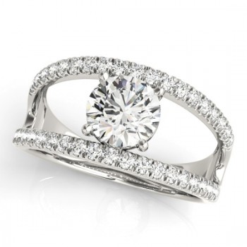 Round Diamond Split Shank Engagement Ring 14K White Gold (0.69ct)