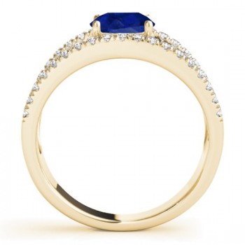 Blue Sapphire Split Shank Engagement Ring 14K Yellow Gold (0.84ct)