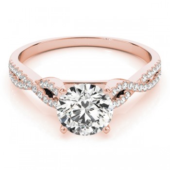 Diamond Accented Twisted Band Engagement Ring 18k Rose Gold (1.50ct)