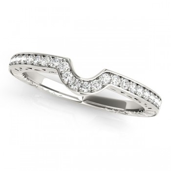 Diamond Antique Style Contoured Wedding Band Platinum (0.14ct)