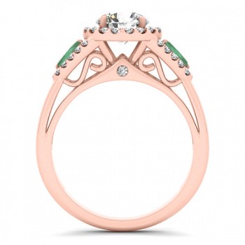 Diamond & Marquise Emerald Engagement Ring 14k Rose Gold (1.59ct)