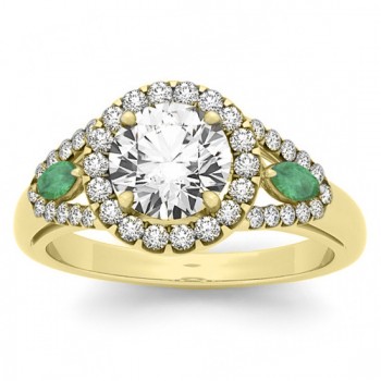 Diamond & Marquise Emerald Engagement Ring 18k Yellow Gold (1.59ct)