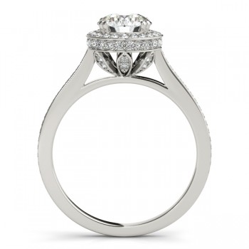 Diamond Halo Round Engagement Ring in 14k White Gold (0.48ct)