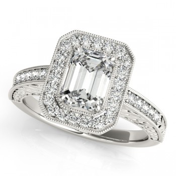 Antique Emerald Cut Diamond Engagement Ring Platinum (1.80ct)