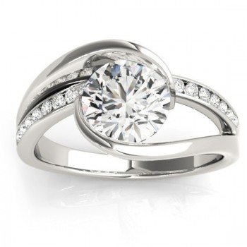 Diamond Tension Set Engagement Ring Setting 14K White Gold (0.19ct)