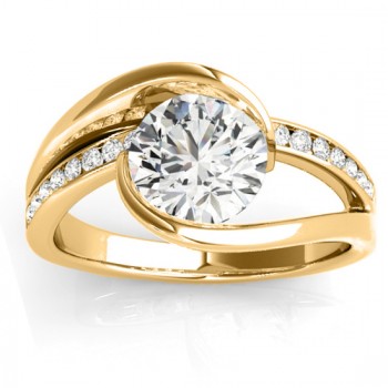 Diamond Tension Set Engagement Ring Setting 14K Yellow Gold (0.19ct)