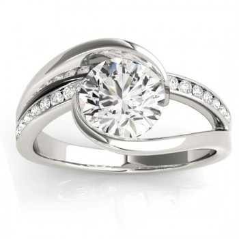 Diamond Tension Set Engagement Ring Setting 18K White Gold (0.19ct)