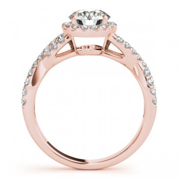 Diamond Infinity Twisted Halo Engagement Ring 14k Rose Gold 1.50ct