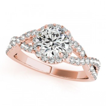 Diamond Infinity Twisted Halo Engagement Ring 18k Rose Gold 1.50ct