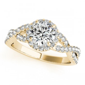 Diamond Infinity Twisted Halo Engagement Ring 18k Yellow Gold 1.50ct