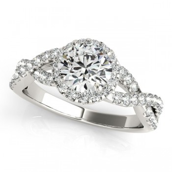 Diamond Infinity Twisted Halo Engagement Ring Palladium 1.00ct