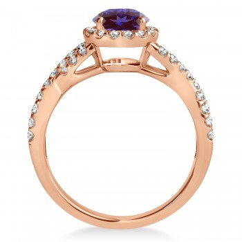 Alexandrite & Diamond Twisted Engagement Ring 18k Rose Gold 1.80ct