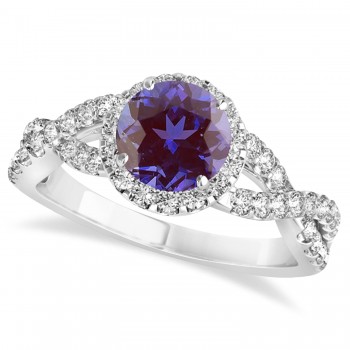 Alexandrite & Diamond Twisted Engagement Ring 18k White Gold 1.80ct